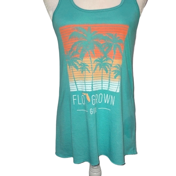 FloGrown Girl Aqua Racerback Tank Top Size Medium - Picture 3 of 15